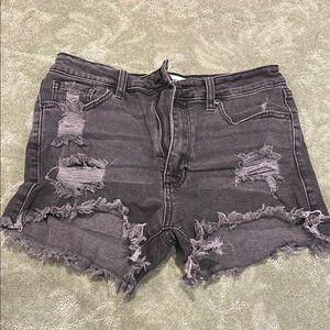 Distressed Gray Denim Shorts